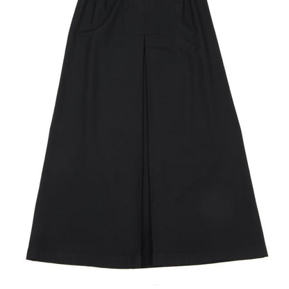 Y's Wool Gabardine Front Box Pleat Midi Skirt Black Size 3