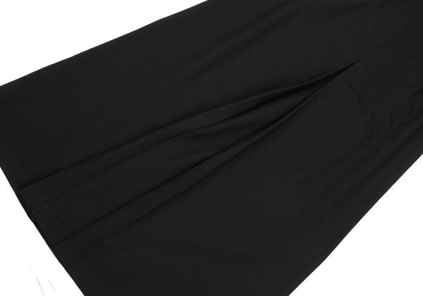 Y's Wool Gabardine Front Box Pleat Midi Skirt Black Size 3