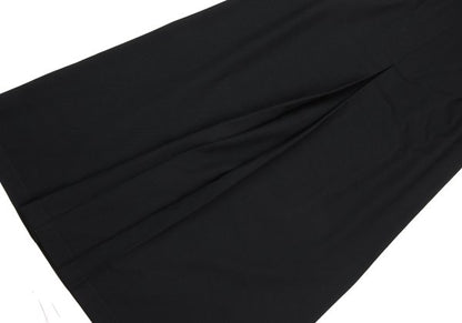 Y's Wool Gabardine Front Box Pleat Midi Skirt Black Size 3