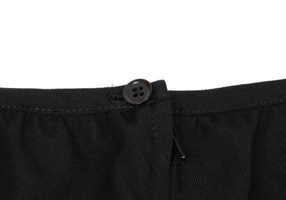 Y's Wool Gabardine Front Box Pleat Midi Skirt Black Size 3