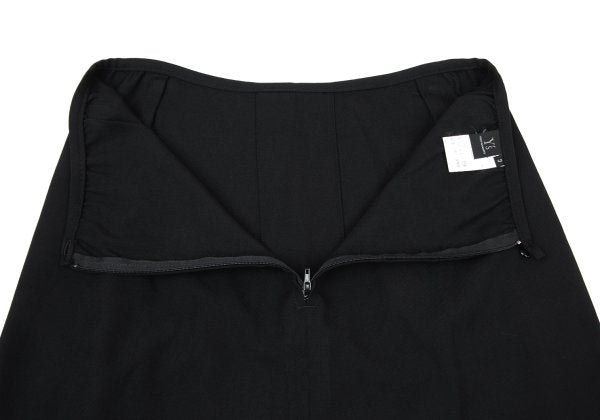Y's Wool Gabardine Front Box Pleat Midi Skirt Black Size 3