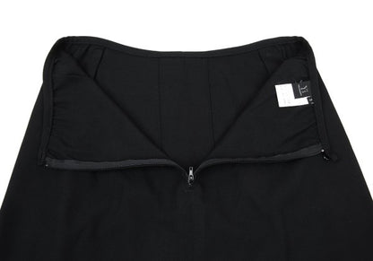 Y's Wool Gabardine Front Box Pleat Midi Skirt Black Size 3