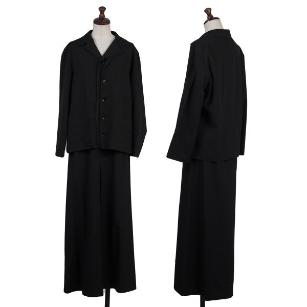 Y's Wool Gabardine Front Box Pleat Midi Skirt Black Size 3