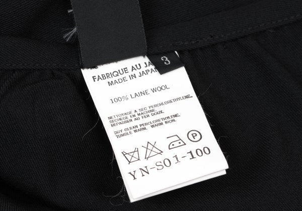 Y's Wool Gabardine Front Box Pleat Midi Skirt Black Size 3
