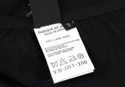 Y's Wool Gabardine Front Box Pleat Midi Skirt Black Size 3