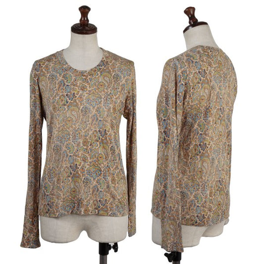 zucca Rayon Wool Paisley Print Top Beige Size M