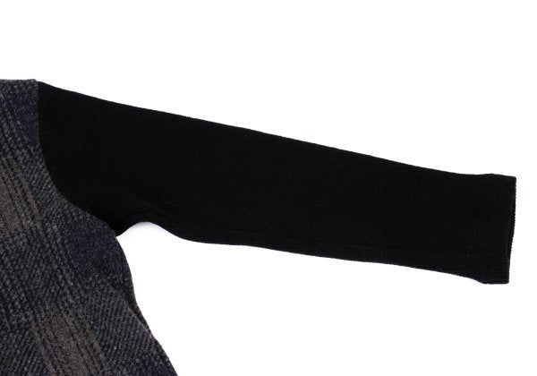 zucca Wool Blend Check Sleeve Knit Sweater Navy Gray Size M