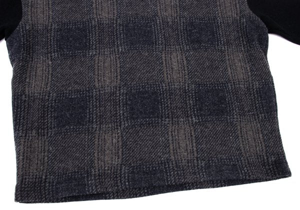 zucca Wool Blend Check Sleeve Knit Sweater Navy Gray Size M
