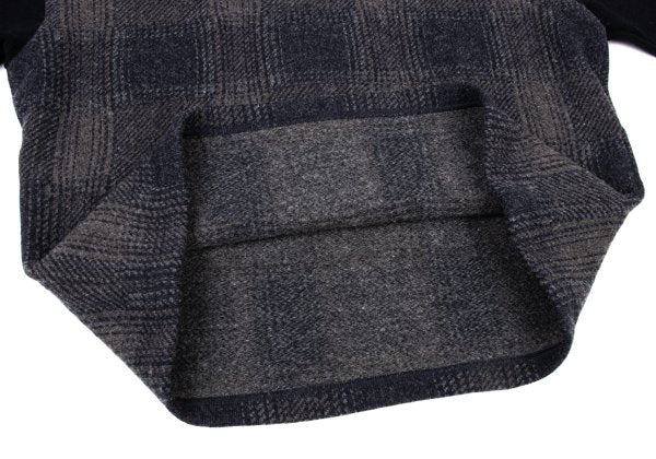 zucca Wool Blend Check Sleeve Knit Sweater Navy Gray Size M