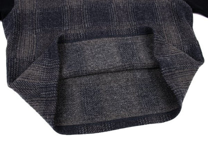 zucca Wool Blend Check Sleeve Knit Sweater Navy Gray Size M