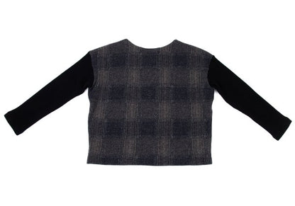 zucca Wool Blend Check Sleeve Knit Sweater Navy Gray Size M