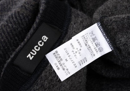 zucca Wool Blend Check Sleeve Knit Sweater Navy Gray Size M