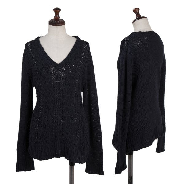 SONIA RYKIEL Cotton Blend Low Gauge Sweater Navy Size 38