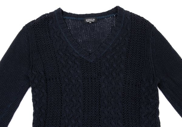 SONIA RYKIEL Cotton Blend Low Gauge Sweater Navy Size 38