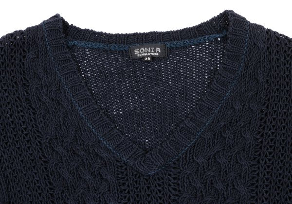 SONIA RYKIEL Cotton Blend Low Gauge Sweater Navy Size 38