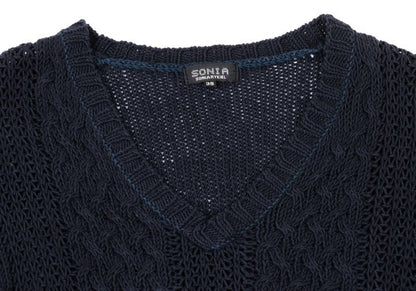 SONIA RYKIEL Cotton Blend Low Gauge Sweater Navy Size 38
