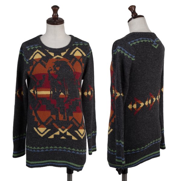 HYSTERIC GLAMOUR Wool Cotton Graphic Girl Knit Gray Size F