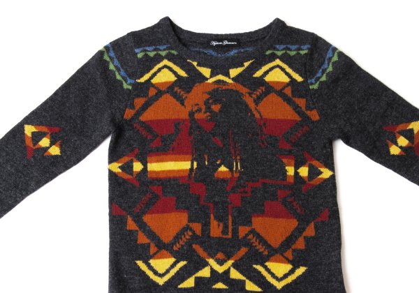HYSTERIC GLAMOUR Wool Cotton Graphic Girl Knit Gray Size F