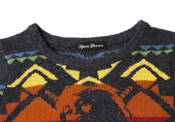 HYSTERIC GLAMOUR Wool Cotton Graphic Girl Knit Gray Size F