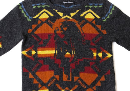 HYSTERIC GLAMOUR Wool Cotton Graphic Girl Knit Gray Size F