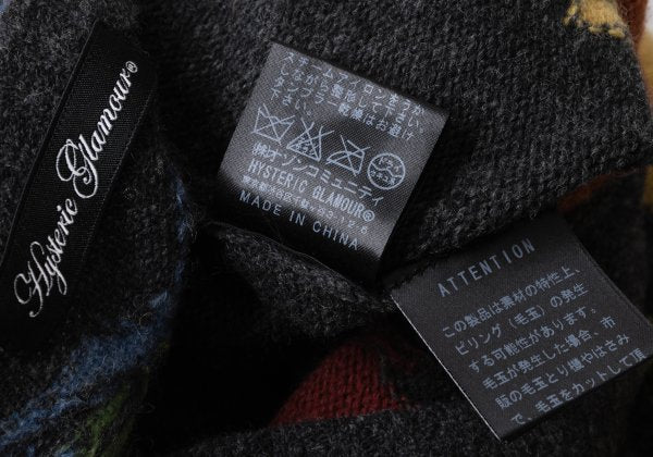 HYSTERIC GLAMOUR Wool Cotton Graphic Girl Knit Gray Size F