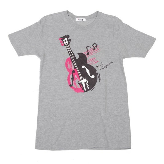 ISSEY MIYAKE I.S Gray 80s 90s Guitar Print T-Shirt Size M