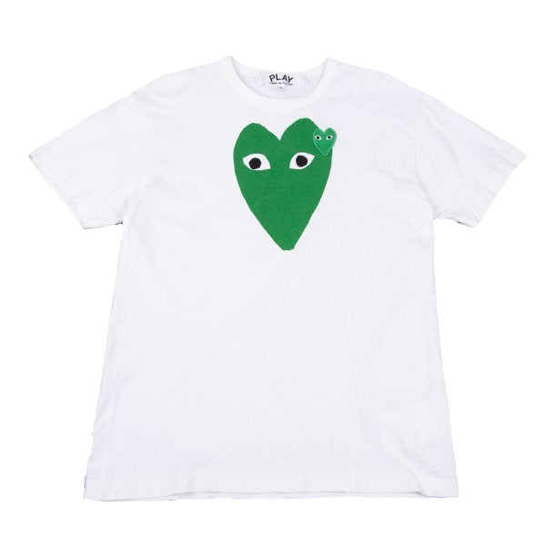 PLAY COMME des GARCONS Cotton Big Heart White Green T-Shirt Size XL