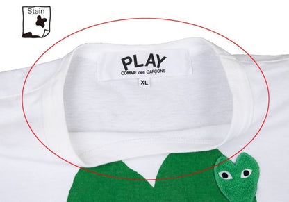 PLAY COMME des GARCONS Cotton Big Heart White Green T-Shirt Size XL