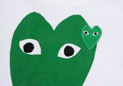 PLAY COMME des GARCONS Cotton Big Heart White Green T-Shirt Size XL
