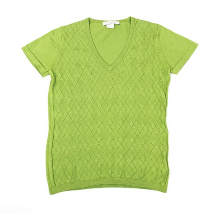 JOHN SMEDLEY Cotton Open Stitch Argyle Sweater Green Size S
