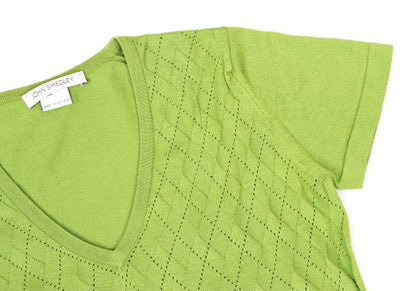 JOHN SMEDLEY Cotton Open Stitch Argyle Sweater Green Size S