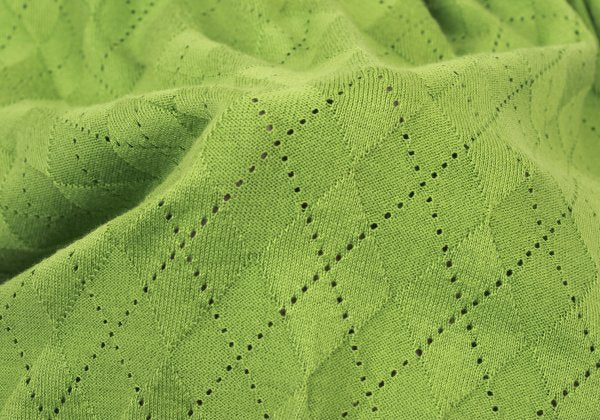 JOHN SMEDLEY Cotton Open Stitch Argyle Sweater Green Size S