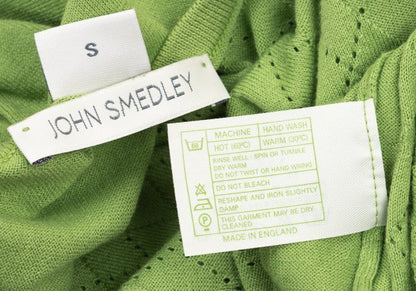 JOHN SMEDLEY Cotton Open Stitch Argyle Sweater Green Size S