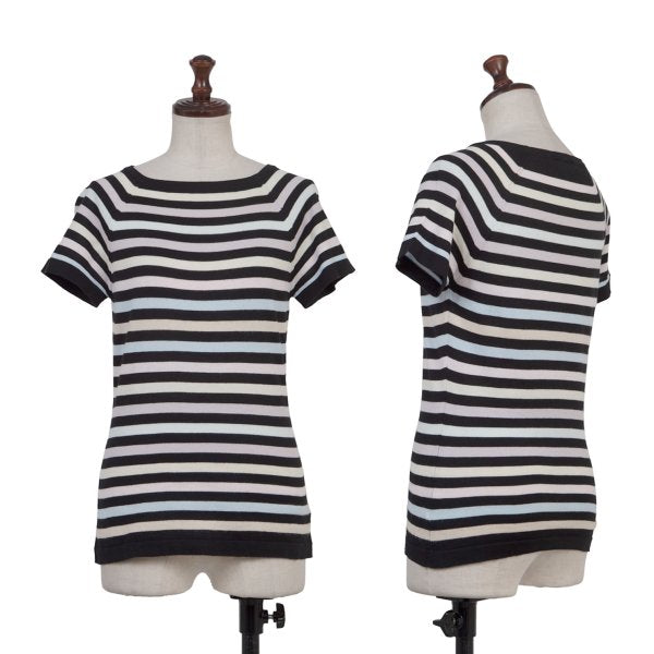 JOHN SMEDLEY Pastel Border Raglan Knit Top Black Size S