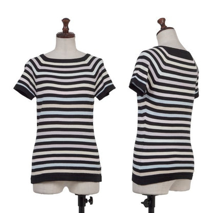 JOHN SMEDLEY Pastel Border Raglan Knit Top Black Size S