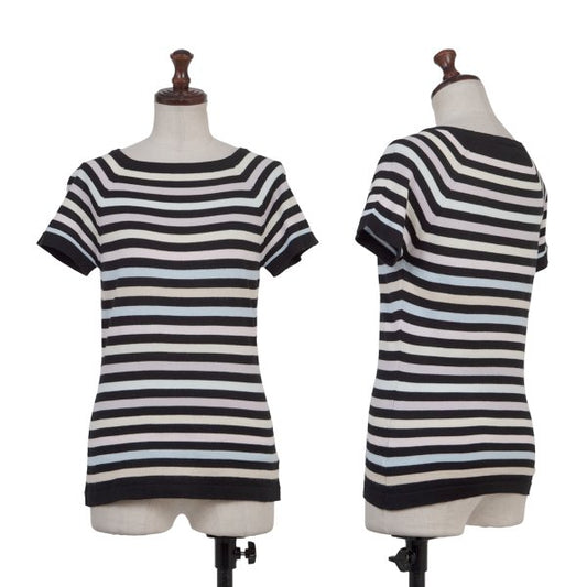JOHN SMEDLEY Pastel Border Raglan Knit Top Black Size S