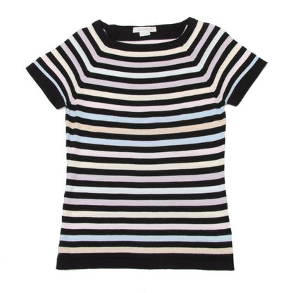 JOHN SMEDLEY Pastel Border Raglan Knit Top Black Size S