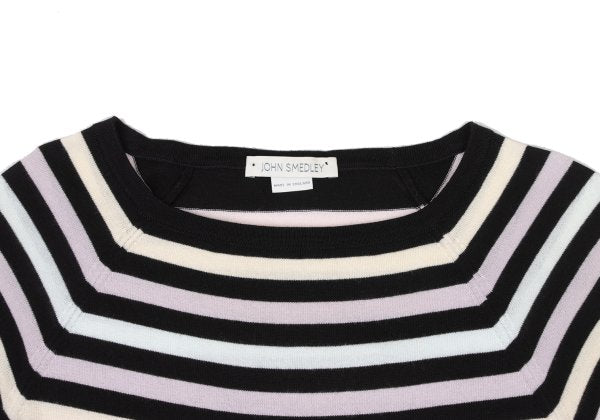 JOHN SMEDLEY Pastel Border Raglan Knit Top Black Size S