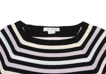 JOHN SMEDLEY Pastel Border Raglan Knit Top Black Size S