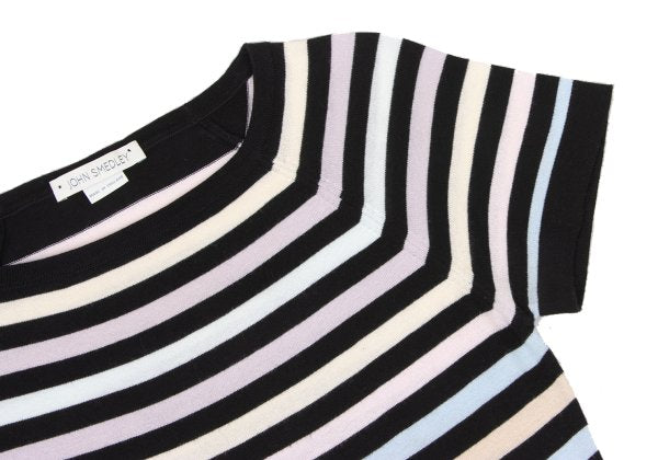 JOHN SMEDLEY Pastel Border Raglan Knit Top Black Size S