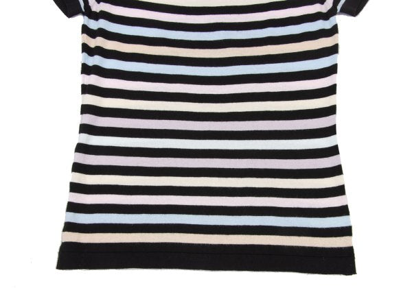 JOHN SMEDLEY Pastel Border Raglan Knit Top Black Size S