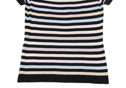JOHN SMEDLEY Pastel Border Raglan Knit Top Black Size S