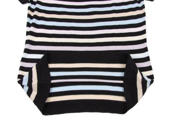 JOHN SMEDLEY Pastel Border Raglan Knit Top Black Size S