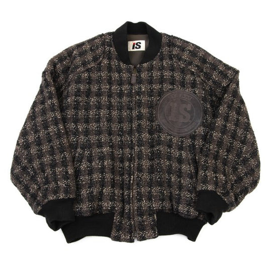 ISSEY MIYAKE I.S. Logo Leather Patch Tweed Blouson Size 9