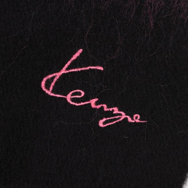 KENZO Pink Black Wide Stripe Wool Scarf