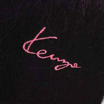 KENZO Pink Black Wide Stripe Wool Scarf