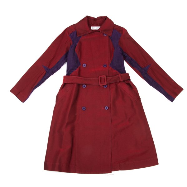 ISSEY MIYAKE Cotton Blend Pleated Belted Coat Red Size 2