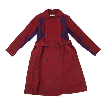ISSEY MIYAKE Cotton Blend Pleated Belted Coat Red Size 2