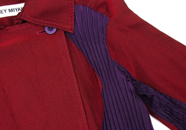 ISSEY MIYAKE Cotton Blend Pleated Belted Coat Red Size 2