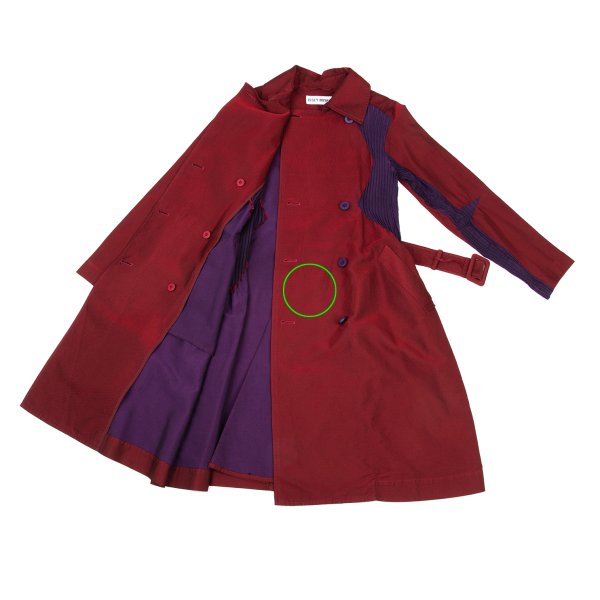 ISSEY MIYAKE Cotton Blend Pleated Belted Coat Red Size 2